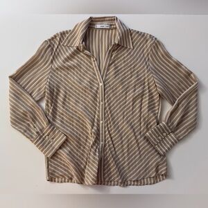 Mango Tan & White Striped Lightweight Shirt Jacket